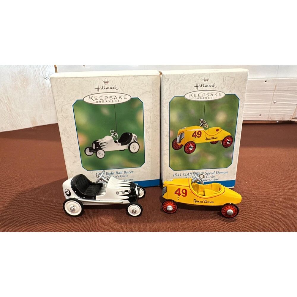 2 hallmark Winners Circle Ornament Cast Metal 2001 #3 and 2002 # 4